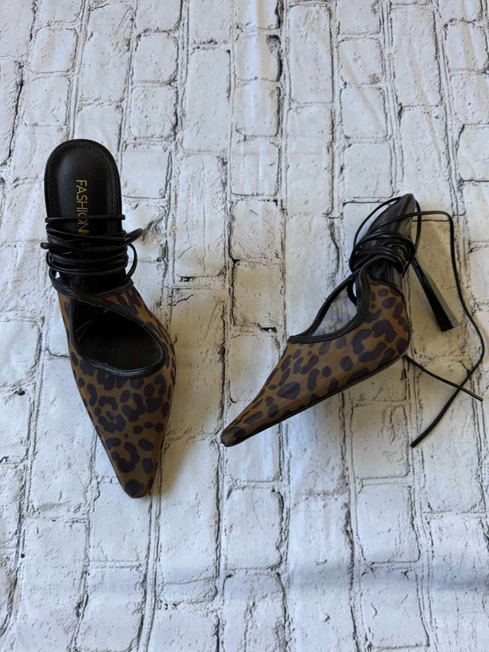 Animal print wrap heel